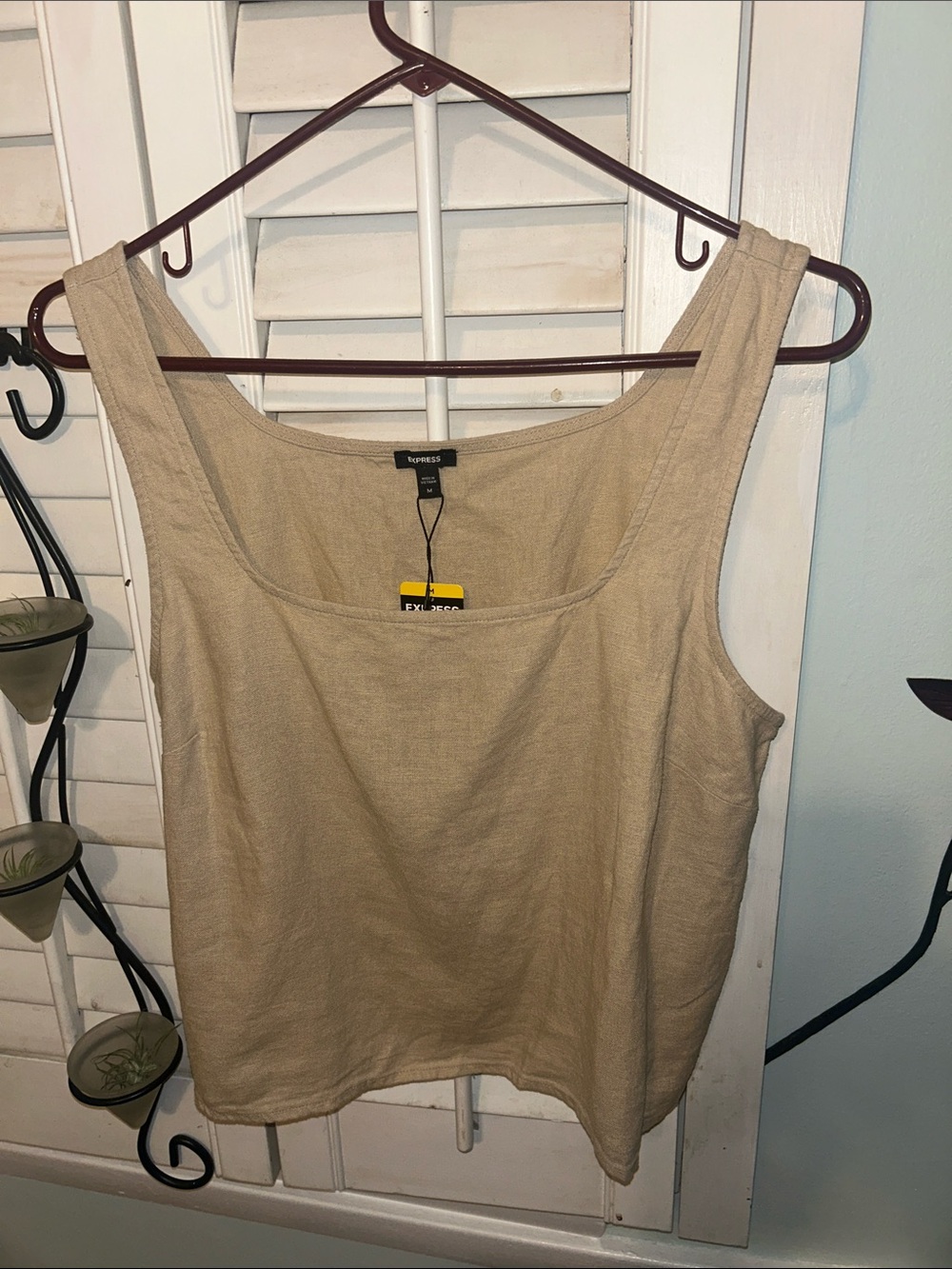 Express Beige Tank Top - Wide Strap Scoop Neck